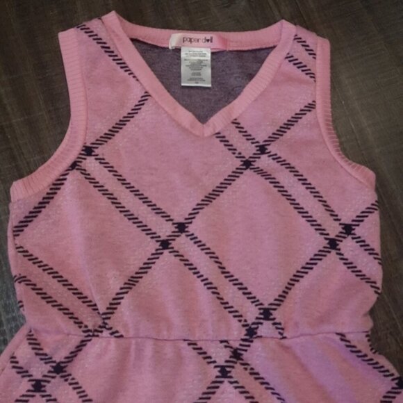 3/$20 Paper Doll Plaid Sweater Dress Fit & Flare Sleeveless Fall Preppy Vneck - Picture 2 of 10